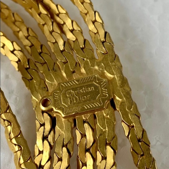 Christian Dior Signed 1960sSnake Chain Gold-Tone MetalGraceful Swag Belt